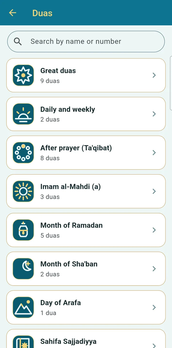 List of Shia dua sections