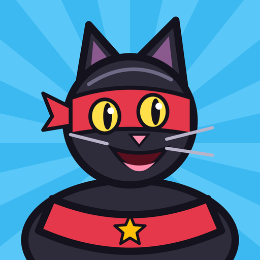 Jetpack Kitty icon: a black cat hero in a red mask